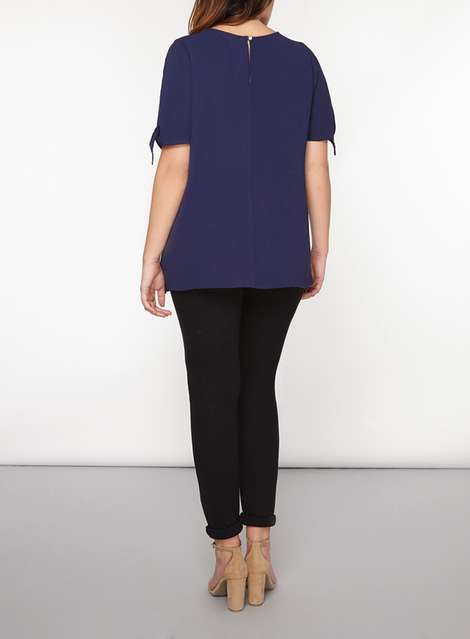 **DP Curve Navy Tie Detailed Top